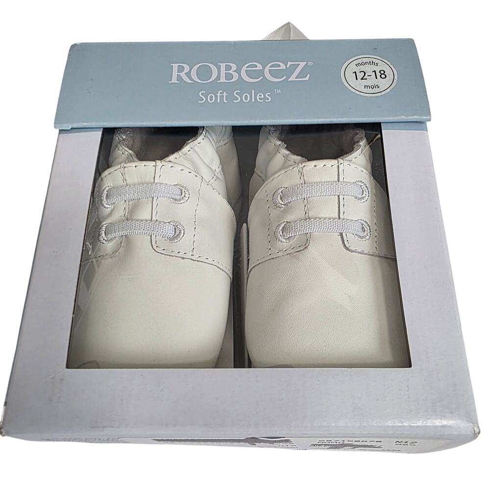 Robeez White Baby Shoes 12-18 Months